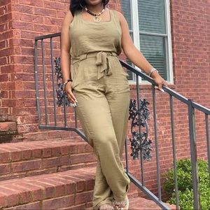 Olive Jump Suit  Size Large